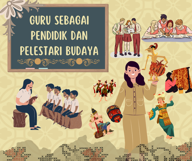 Ilustrasi Peran Sosok Guru Sebagai Pendidik Dan Pelestari Budaya, Sumber: Canva