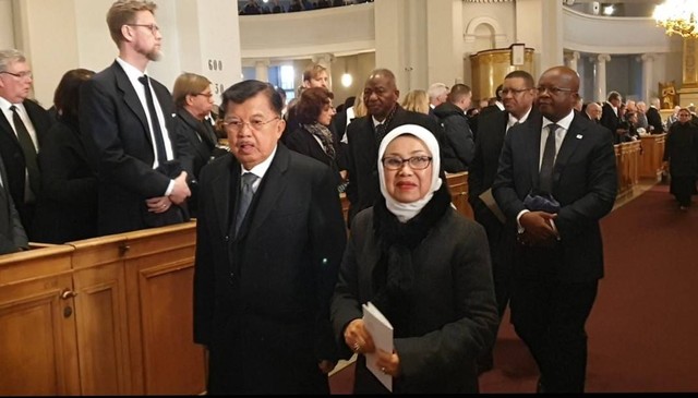 Jusuf Kalla menghadiri upacara pemakaman mantan Presiden Finlandia di Helsinki. Foto: Dok. Tim Media JK