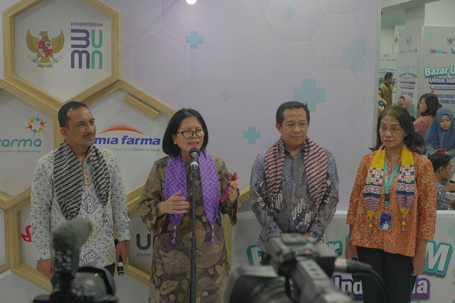 Kementerian BUMN melalui Biofarma, Kimia Farma, dan Indofarma terus berupaya menaikkan kelas UMKM yang ada di daerah, salah satunya dengan cara menggelar kegiatan 'Bazar UMKM untuk Indonesia'. Foto: istimewa