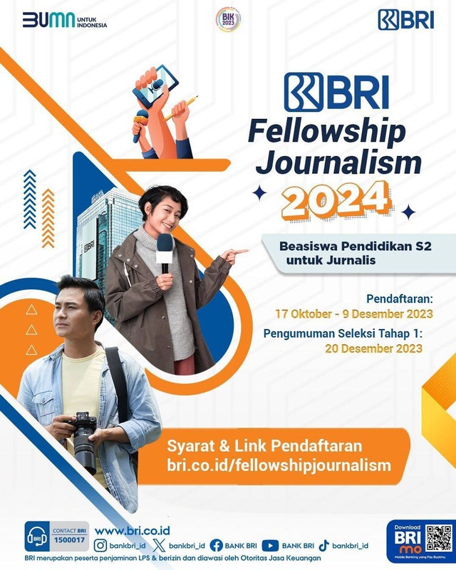 BRI Fellowship Journalism 2024 Segera Digelar: 50 Beasiswa S2 Untuk ...