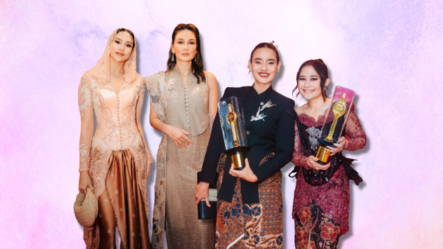 Anya Geraldine, Luna Maya, Sha Ine Febriyanti, dan Prilly Latuconsina di Malam Anugerah Piala Citra FFI 2023. Foto: Imanuel Abraham via Instagram/@snap.nuel, Arman Febryan via Instagram/@wregas_bhanuteja