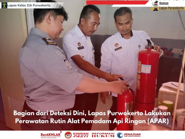 Bagian dari Deteksi Dini, Lapas Purwokerto Lakukan Perawatan Rutin Alat Pemadam 