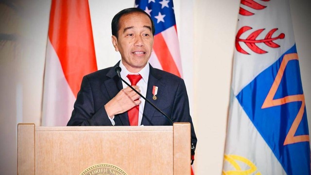 Presiden Jokowi memberikan kuliah umum di Standford University. Foto: Laily Rachev/Biro Pers Sekretariat Presiden