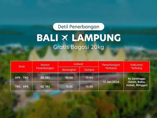Tanpa Transit, Air Asia Resmi Buka Penerbangan Langsung Lampung-Bali (1)
