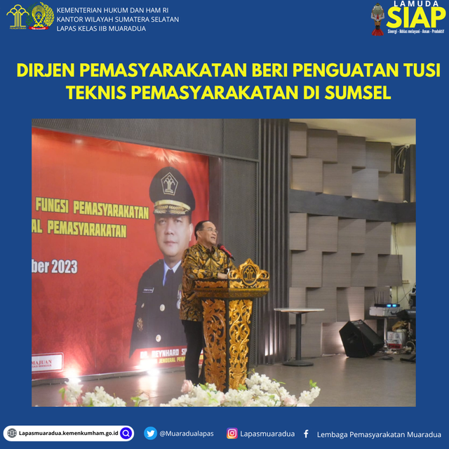 Dirjen Pemasyarakatan Beri Penguatan Tusi Teknis Pemasyarakatan di Sumsel