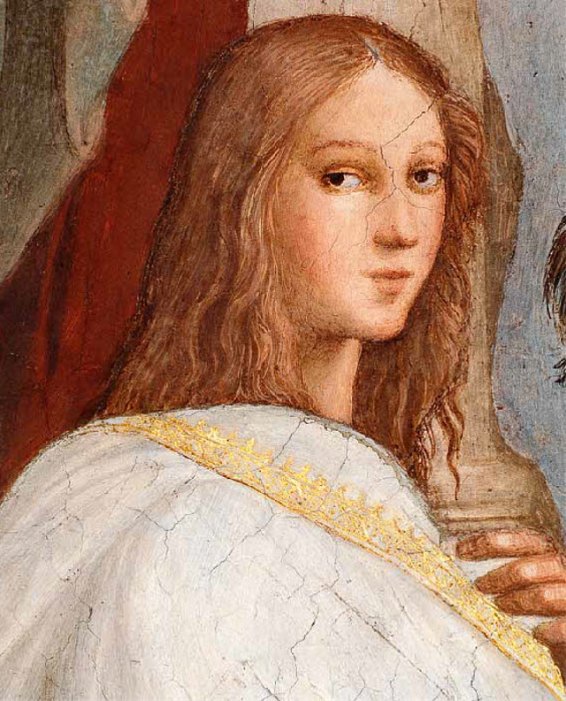 Hypatia dalam frescio Sekolah Atena (1509–1511) karya   Raphael (sumber:https://picryl.com/)