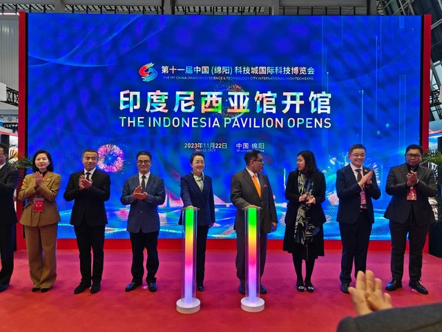 Indonesia didapuk menjadi tamu kehormatan dalam the 11th China (Mianyang) Science & Technology City International High-Tech Expo di Kota Mianyang, Provinsi Sichuan Tiongkok yang digelar pada 22-26 November 2023. Foto: KBRI Beijing