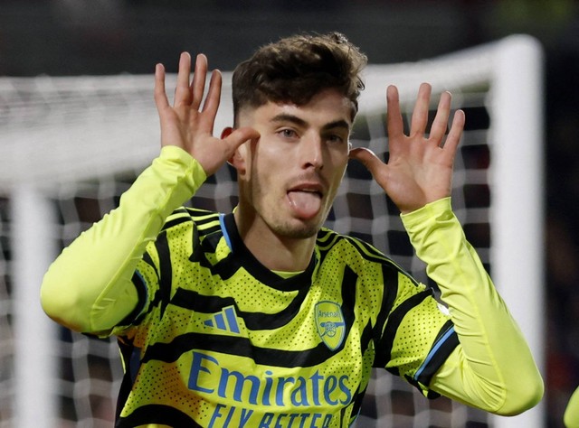 Selebrasi Kai Havertz usai membuat gol. Foto: Reuters/Andrew Couldridge