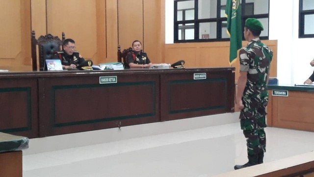 Sidang putusan terhadap Prada Y di Pengadilan Militer I-05 Pontianak. Foto: Rere Hutapea/Hi!Pontianak