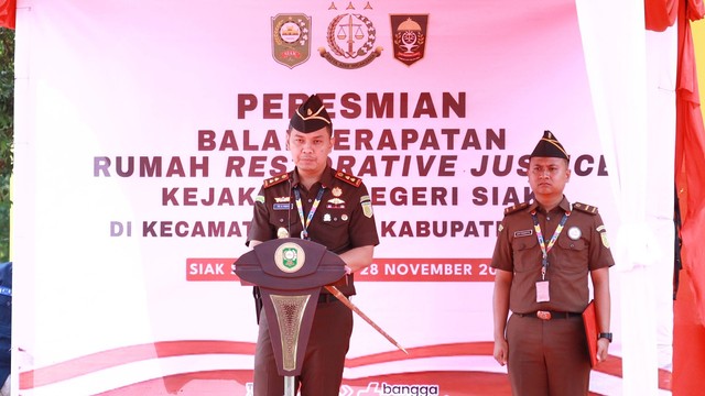 Peresmian Rumah Restorative Justice di Kecamatan Siak, Kabupaten Siak, Riau, Rabu (29/11/2023). Foto: Dok. Kejari Siak