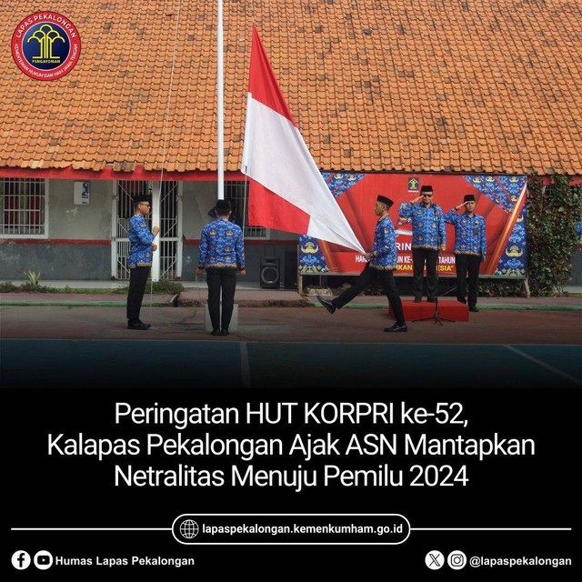 Peringatan HUT KORPRI ke-52, Kalapas Pekalongan Ajak ASN Mantapkan Netralitas Menuju Pemilu 2024