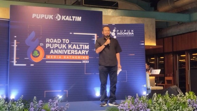 Corporate Secretary Pupuk Kaltim Teguh Ismartono dalam Media Gathering Pupuk Kaltim di kawasan Menteng, Jakarta pada Rabu (29/11/2023). Foto: Widya Islamiati/kumparan