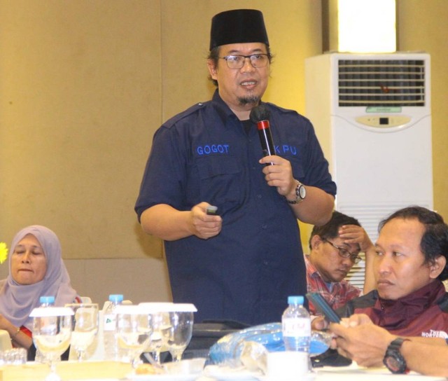 Gogot Cahyo Baskoro, Ketua Divisi Sosialisasi, Pendidikan Pemilih, dan Partisipasi Masyarakat KPU Jatim. Foto: Masruroh/Basra