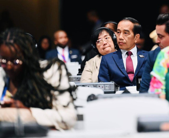 Presiden Jokowi berbicara di KTT COP28 yang digelar di Dubai Foto: Dok. Laily Rachev - Biro Pers Sekretariat Presiden