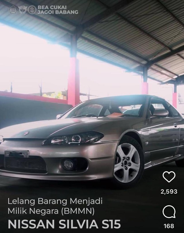Bea Cukai Jagong Babang Lelang Nissan Silvia S15. Foto: Dok. Instagram @beacukaijagoi