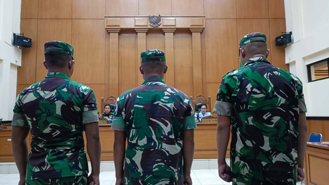 Sidang Vonis Praka Riswandi Cs di Pengadilan Militer II-08 Jakarta, Senin (11/12). Foto: Thomas Bosco/kumparan