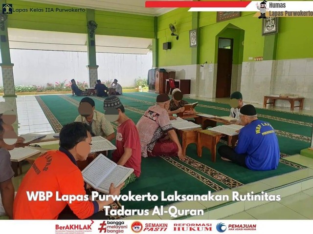 WBP Lapas Kelas IIA Purwokerto Lakukan Rutinitas Tadarus Al Quran