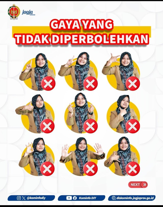 Publikasi Pelarangan Pose Jari bagi ASN. Sumber: Akun instagram @kominfodiy