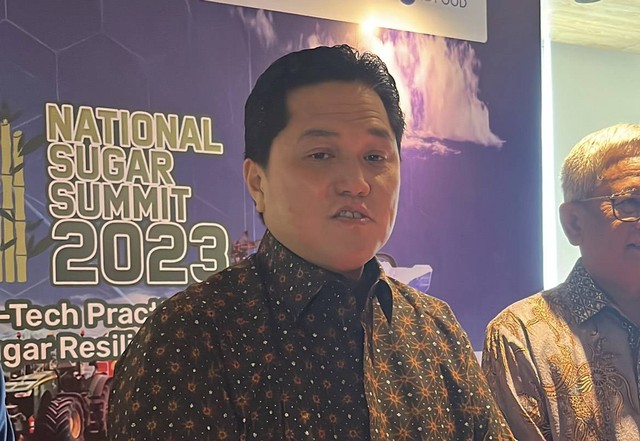 Menteri BUMN Erick Thohir di acara Nasional Sugar Summit 2023 di kawasan MT Haryono, Jakarta pada Rabu (13/12). Foto: Widya Islamiati/kumparan