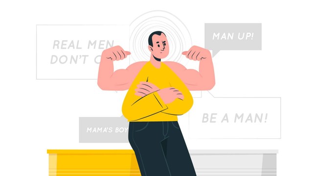 Ilustrasi tentang toxic masculinity (Sumber: <a href="https://www.freepik.com/free-vector/toxic-masculinity-concept-illustration_49682594.htm#query=masculinity&position=0&from_view=search&track=sph&uuid=1e0ed48f-29a0-43be-86e2-0d6bc0607a6c">Image by storyset</a> on Freepik)