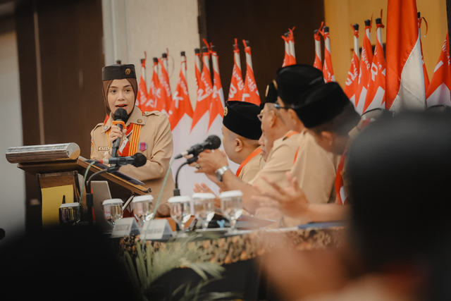 Siti Atikoh Supriyanti dalam Musyawarah Daerah XIII Kwarda Jateng, Hotel Grasia, Semarang, Kamis (14/12/2023). Foto: Dok. Istimewa