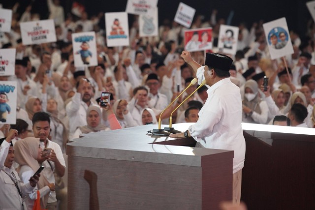 Ketua Umum Partai Gerindra Prabowo Subianto memimpin 'Konsolidasi Nasional Partai Gerindra' di JIExpo Kemayoran, Jakarta Utara, Jumat (15/12/2023). Foto: Dok. Istimewa