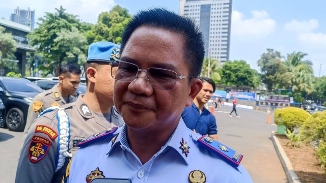 Kadishub Syafrin Liputo saat dijumpai di Mapolda Metro Jaya, Jakarta, usai rapat koordinasi Operasi Lilin Jaya, Senin (16/12/2023). Foto: Thomas Bosco/kumparan