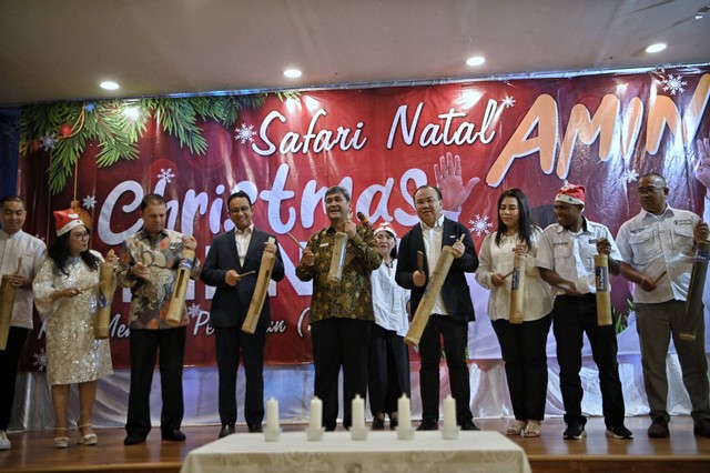 Anies Baswedan di acara safari Natal Timnas AMIN di Kelapa Gading, Jakarta Utara, Rabu (20/12/2023). Foto: Dok. Istimewa