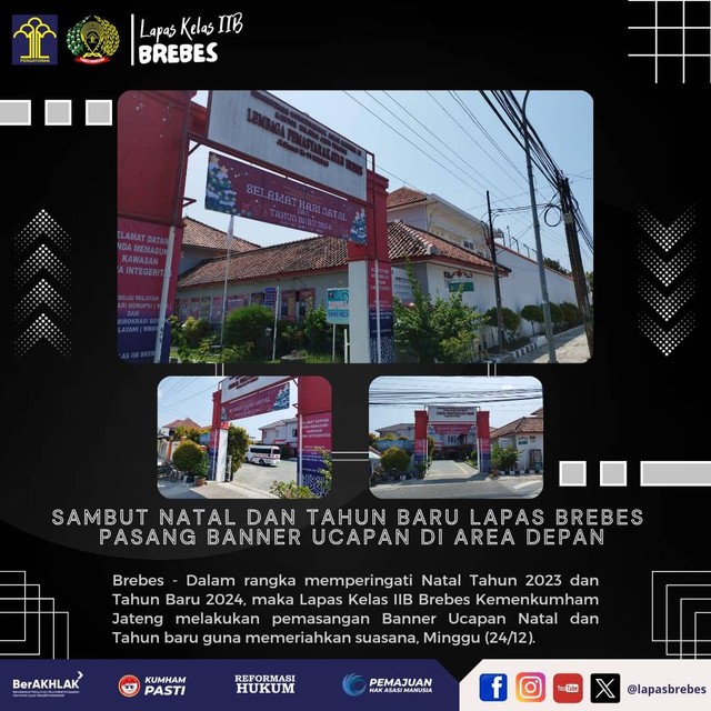 Lapas Brebes Pasang Banner Ucapan Di Area Depan, Sambut Natal dan Tahun Baru 