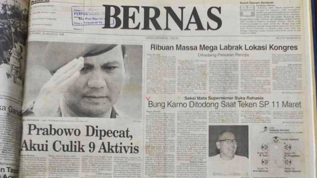 Berita pemecatan Prabowo Subianto dari militer. Foto: Dok. Istimewa