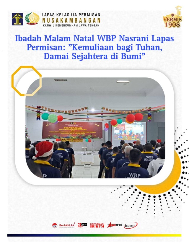 Ibadah Malam Natal WBP Nasrani Lapas Permisan: "Kemuliaan bagi Tuhan, Damai Seja