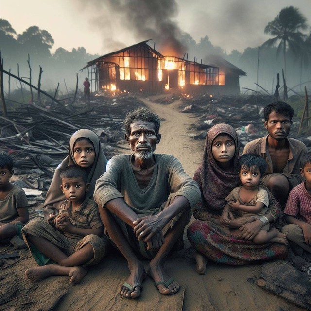 ilustrasi Etnis Rohingya di Myanmar (sumber: Ai Generated)