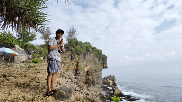 Pesona Pantai Ngobaran tampak dari atas. Sumber: Gallery Pribadi.