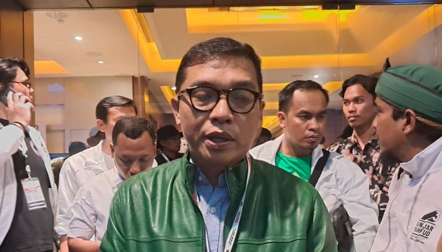 Ketua DPP PPP Achmad Baidowi menghadiri konsolidasi TPN Ganjar-Mahfud MD di Djakarta Theatre, Jakarta Pusat, Sabtu (30/12/2023). Foto: Annisa Thahira Madina/kumparan