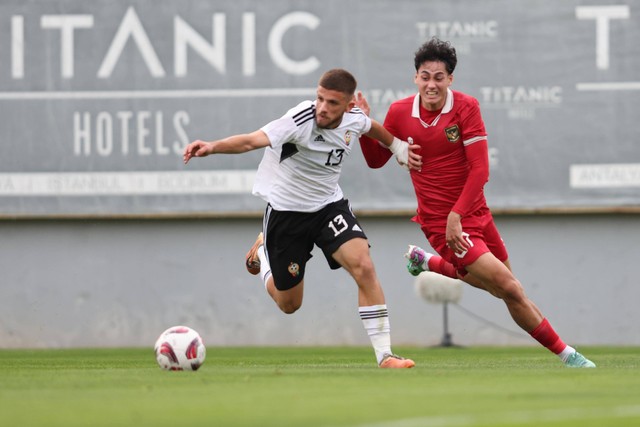 Rafael Struick saat Pertandingan antara Indonesia vs Libya di Turki, Selasa (2/1/2024). Foto: PSSI