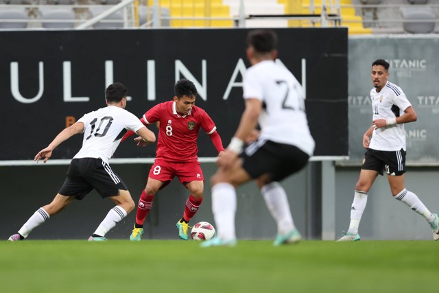 Witan Sulaeman saat Pertandingan antara Indonesia vs Libya di Turki, Selasa (2/1/2024). Foto: PSSI