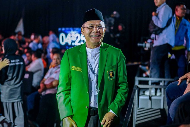 Plt Ketum PPP Muhamad Mardiono di debat ketiga Pilpres 2024 di Istora Senayan, Minggu (7/1). Foto: Dok. Istimewa