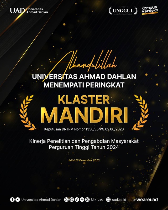 Uad Raih Predikat Klaster Mandiri Perguruan Tinggi Tahun 2023 Schmuid