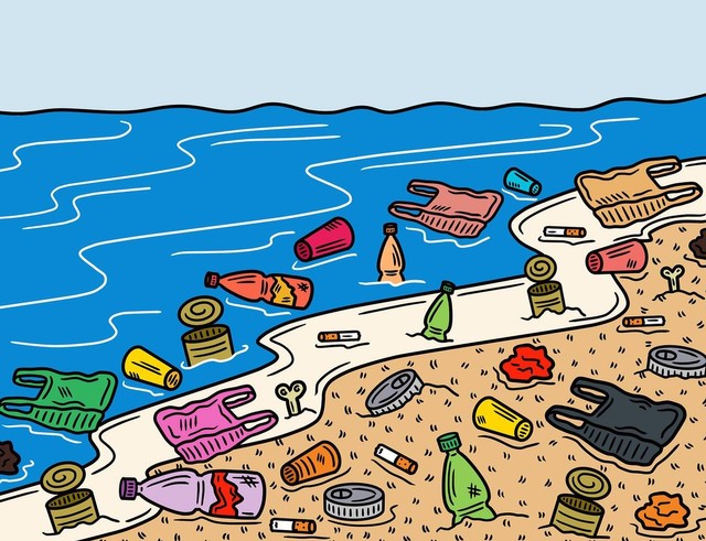 Gambar ilustrasi laut/pantai yang dipenuhi sampah. Foto : Pixabay