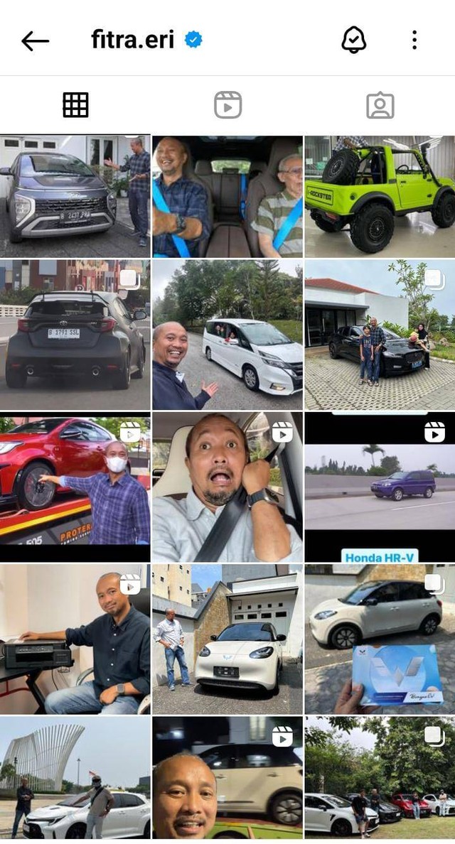  Tangkapan Layar pribadi mengenai salah satu Influencer di dunia otomotif