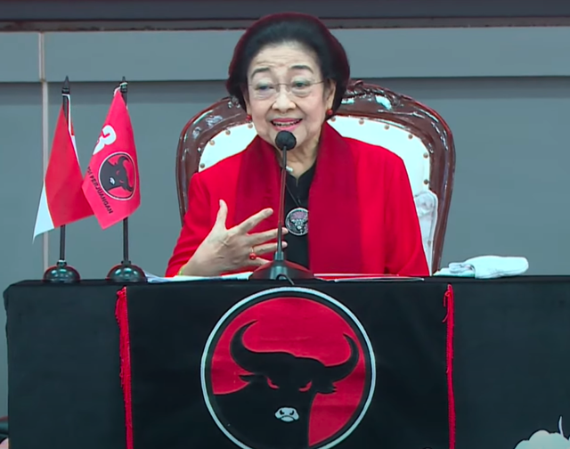 Ketum PDIP Megawati berpidato pada HUT ke-51 PDIP di Lenteng Agung, Jaksel, Rabu (10/1/2024). Foto: Youtube/PDIP