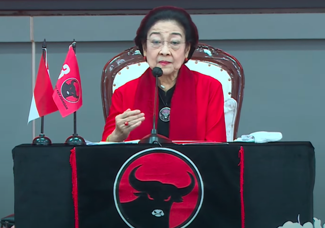 Ketum PDIP Megawati Soekarnoputri berpidato pada HUT ke-51 PDIP di Lenteng Agung, Jaksel, Rabu (10/1/2024). Foto: Youtube/PDIP