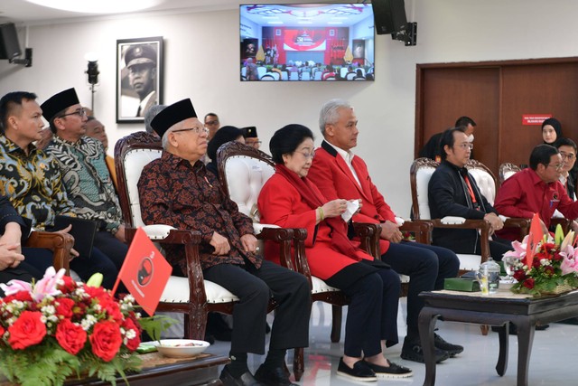 Wakil Presiden Ma'ruf Amin menghadiri peringatan HUT ke-51 PDIP. Foto: Setwapres