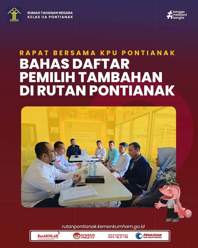 Ketua KPU Kota Pontianak, David Teguh Bertemu dengan Kepala Rutan Raja M Ismael Novadiansyah. Sumber: Humas Rutan Pontianak