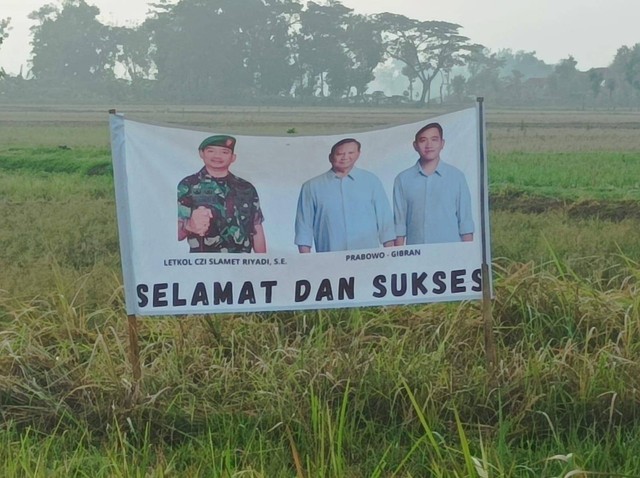 Spanduk Kodim Sukoharjo soal Prabowo-Gibran, Jawa Tengah, Jumat (12/1). Foto: Dok. Istimewa