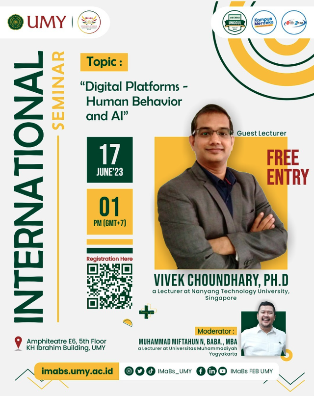 Flyer Seminar Internasional Prof. Vivek Choundhary, Ph.D. Sumber: IUP Manajemen FEB UMY