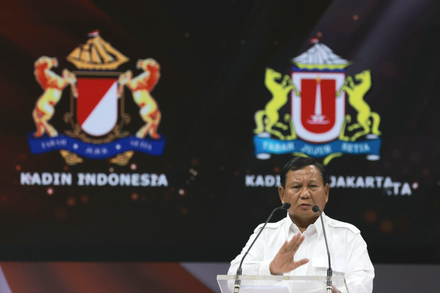 Capres nomor urut 2 Prabowo Subianto dalam dialog bersama Kamar Dagang Indonesia (Kadin) di Djakarta Theater, Jakarta Pusat, Jumat (12/1/2024). Foto: Dok. Istimewa