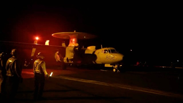 Pesawat Typhoon RAF lepas landas untuk bergabung dengan koalisi pimpinan AS dari RAF Akrotiri untuk melakukan serangan udara terhadap sasaran militer di Yaman. Foto: US Central Command via X/Reuters