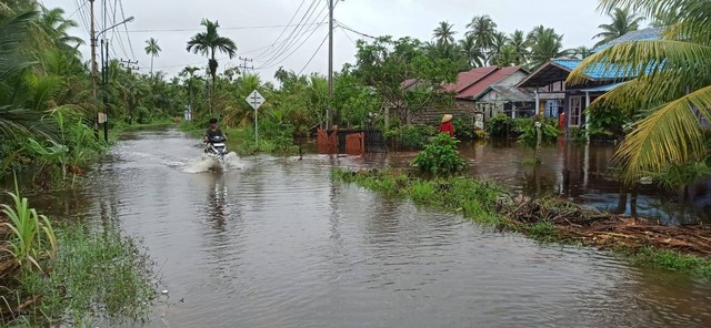 Banjir rob merendam rumah warga di Kecamatan Mempawah Timur. Foto: M. Zain/Hi!Pontianak