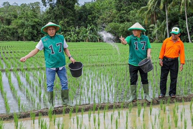 Plt Ketum PPP Muhamad Mardiono berinteraksi dan berdiskusi secara langsung dengan para petani hingga masyarakat di Desa Kalirejo, Kecamatan Negri Katon, Kabupaten Pesawaran, Provinsi Lampung, Minggu (14/1/2024). Foto: Dok. Istimewa